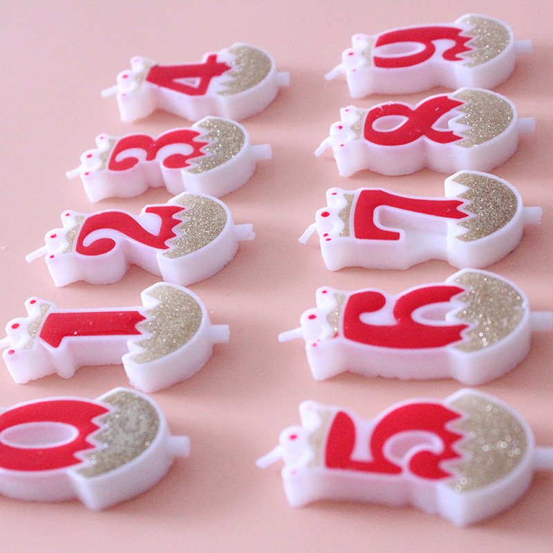 Fashion 10pcs/box Number Birthday Candle Cake Topper Set 0~9 Red Crown Number Candle Cupcake Decoration Cake Decorating Supplies