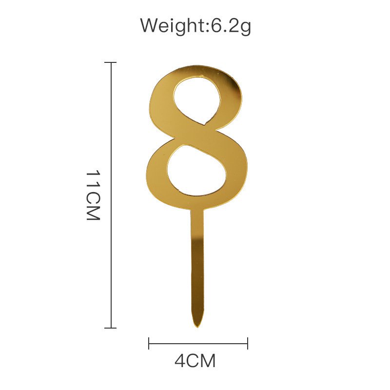 Ychon Wholesale 0-9 Number Cake Topper Shiny Gold Acrylic Number Cake Toppers for Birthday Party Wedding Anniversary