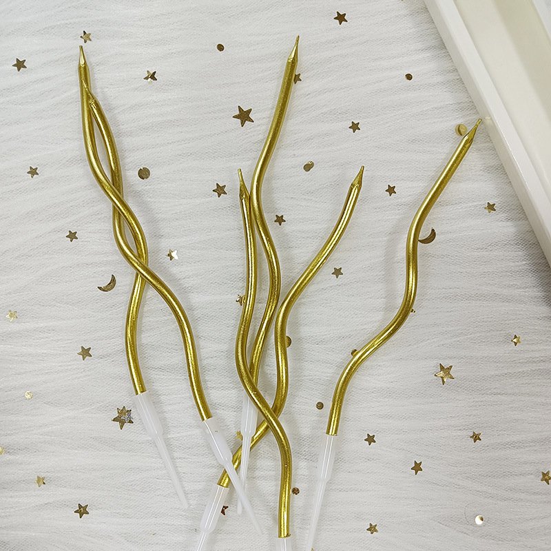Party Supplies Multi color Spiral Happy Birthday Cake Candle Golden Candles Cake Decorating supplies
