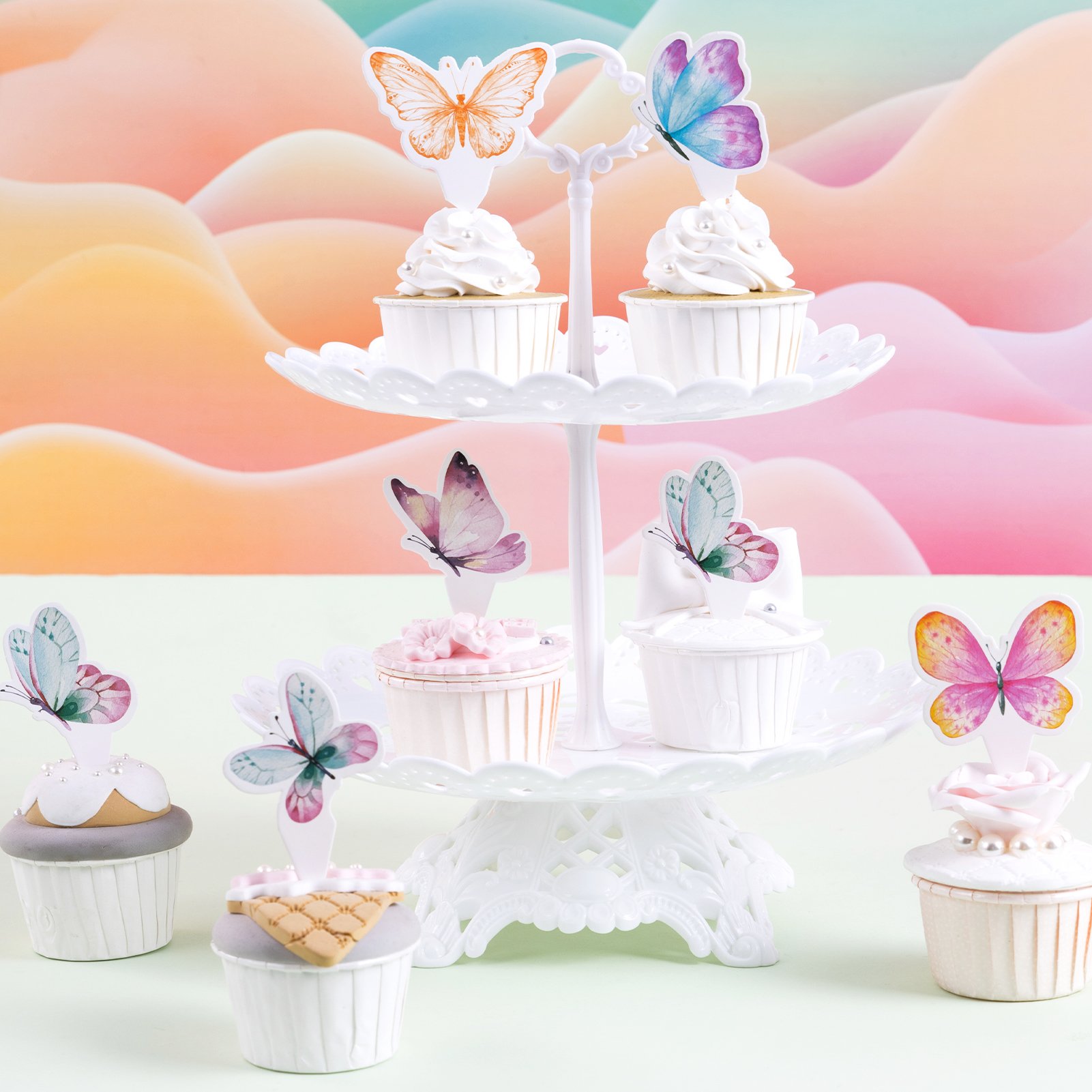 2024 12 PCS New Butterfly Party Decorations Cake Toppers Wholesale Cake Decoration Butterfly for Kids Birthday Wedding