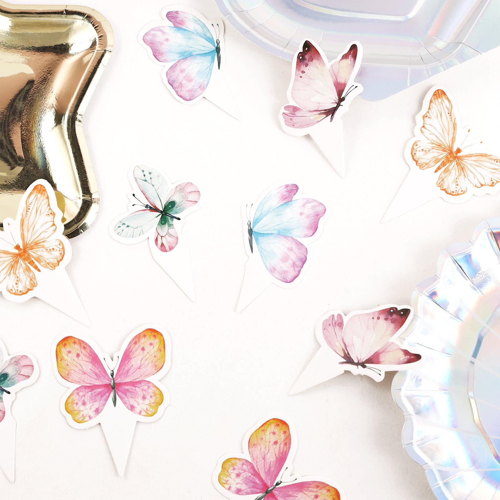 2024 12 PCS New Butterfly Party Decorations Cake Toppers Wholesale Cake Decoration Butterfly for Kids Birthday Wedding