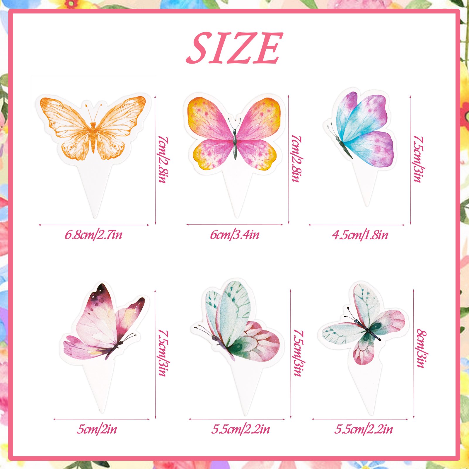 2024 12 PCS New Butterfly Party Decorations Cake Toppers Wholesale Cake Decoration Butterfly for Kids Birthday Wedding