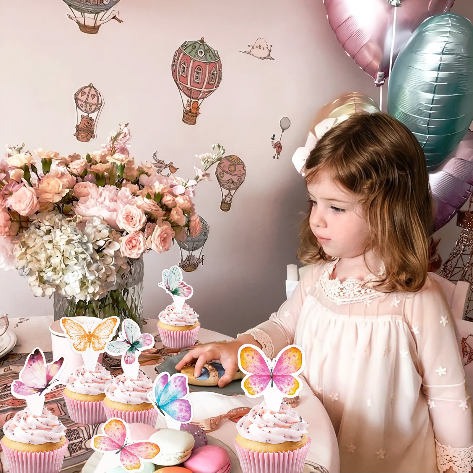 2024 12 PCS New Butterfly Party Decorations Cake Toppers Wholesale Cake Decoration Butterfly for Kids Birthday Wedding