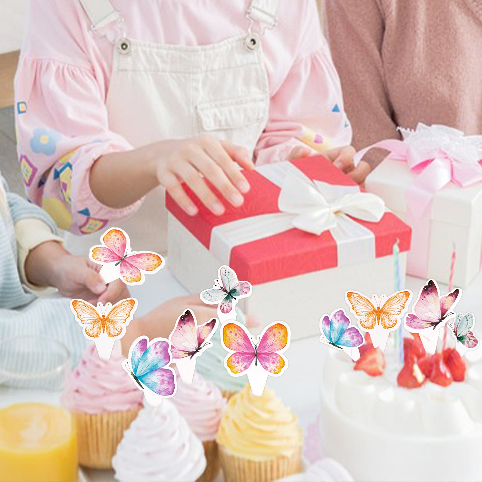 2024 12 PCS New Butterfly Party Decorations Cake Toppers Wholesale Cake Decoration Butterfly for Kids Birthday Wedding