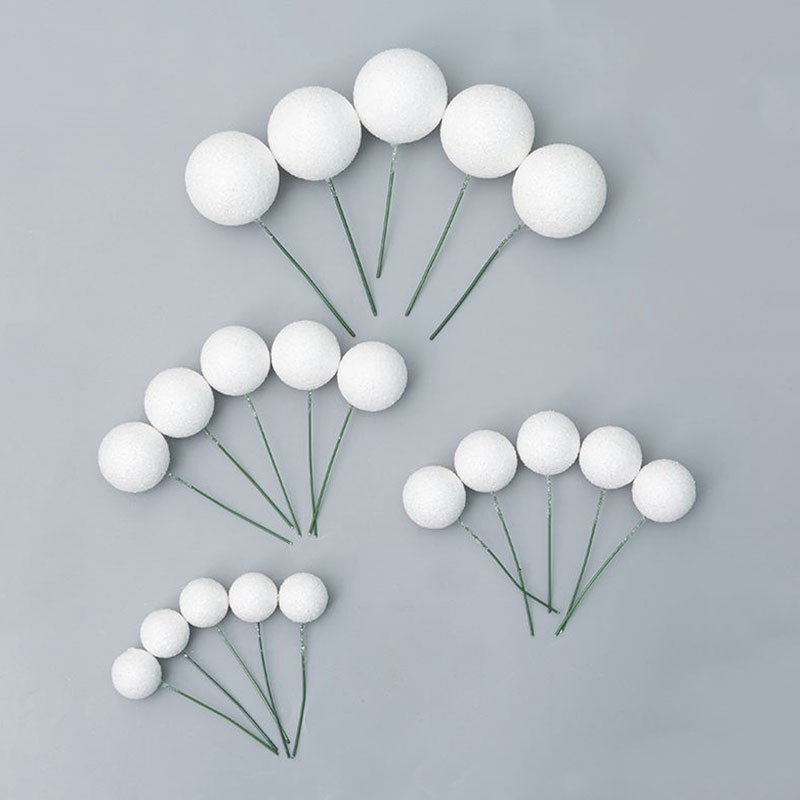 20pcs Foam Balls Glitter Cake Topper Cake Ball Plain Shining Glittery Foam ball Topper for Cake Decorations