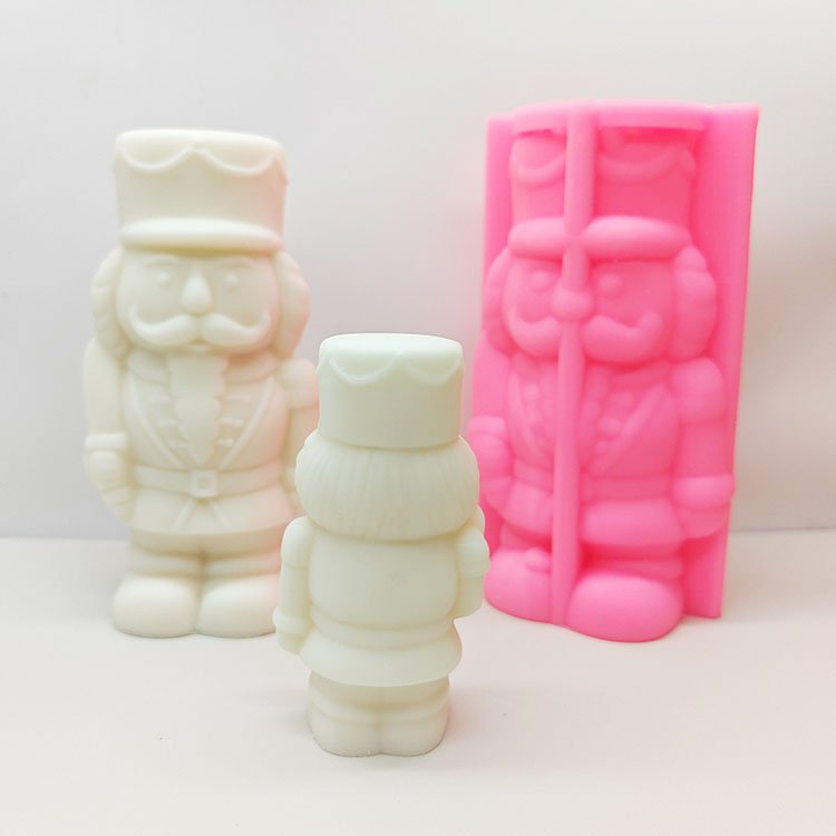Nutcracker Silicone Candle Molds Home Gypsum Ornaments Christmas Decorations Casting Mould DIY Soy Aromatherapy Candle Making