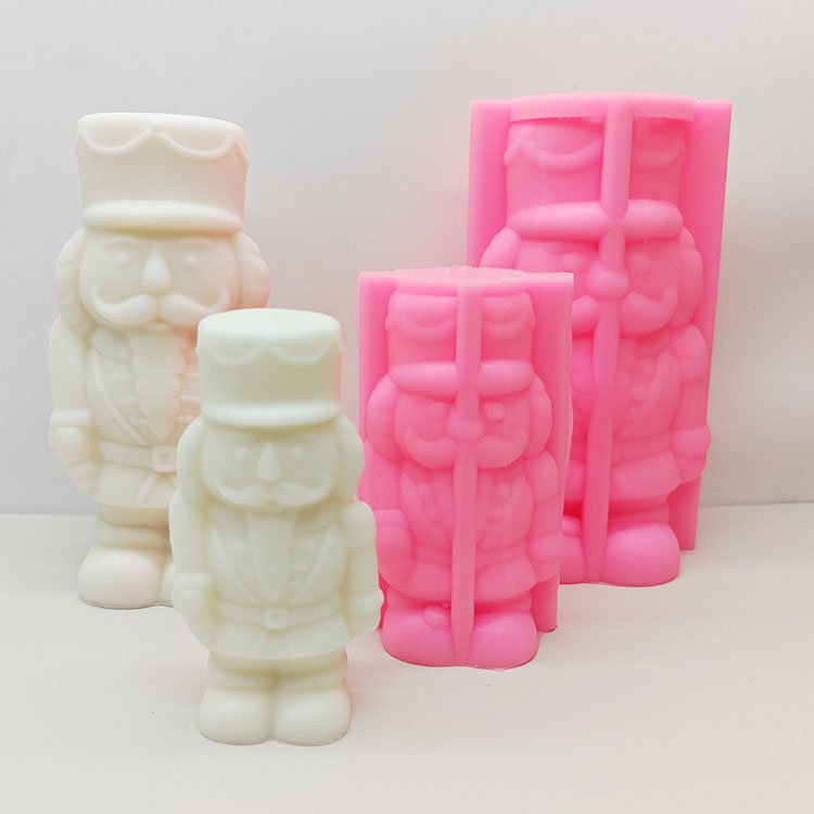 Nutcracker Silicone Candle Molds Home Gypsum Ornaments Christmas Decorations Casting Mould DIY Soy Aromatherapy Candle Making