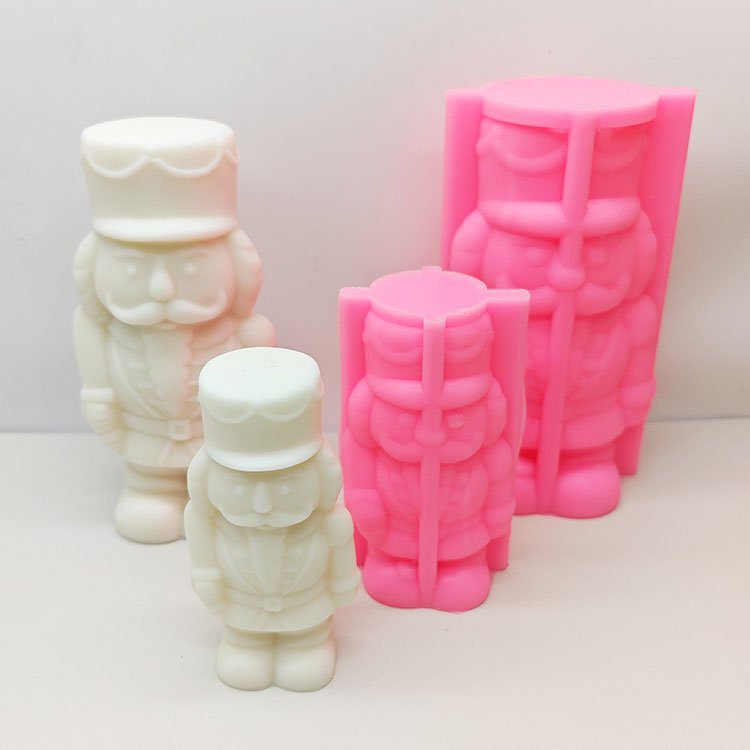Nutcracker Silicone Candle Molds Home Gypsum Ornaments Christmas Decorations Casting Mould DIY Soy Aromatherapy Candle Making