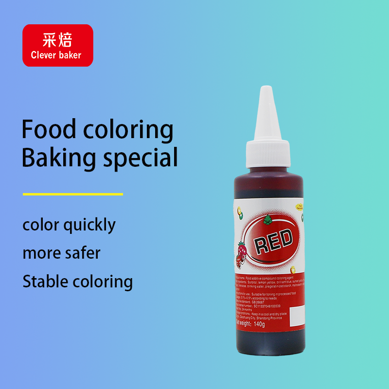 Factory Sale 140g Red Edible Food Dye Liquid Halal Food Coloring for Cake Decoration Bottle Packaging