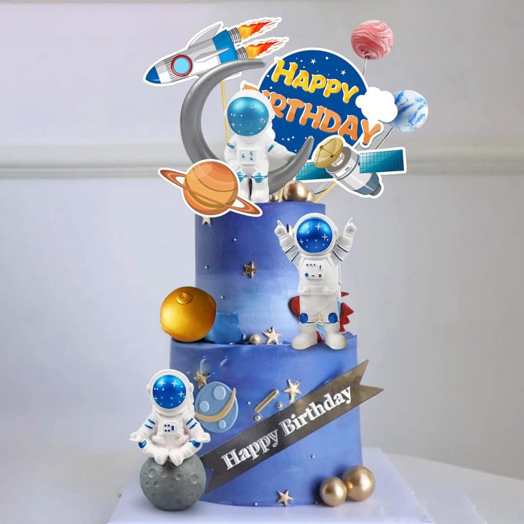 Outer Space Party Supplies Galaxy Cake Topper Decor for Birthday Party Cake Decoration