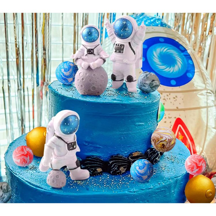Outer Space Party Supplies Galaxy Cake Topper Decor for Birthday Party Cake Decoration