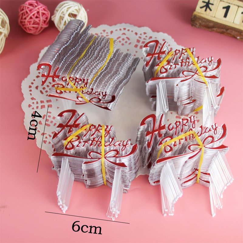 100pcs Happy Birthday Cake Toppers Color Plastic Happy Birthday English Letters Cake Decoration Supplies Baking Decor Wholesale