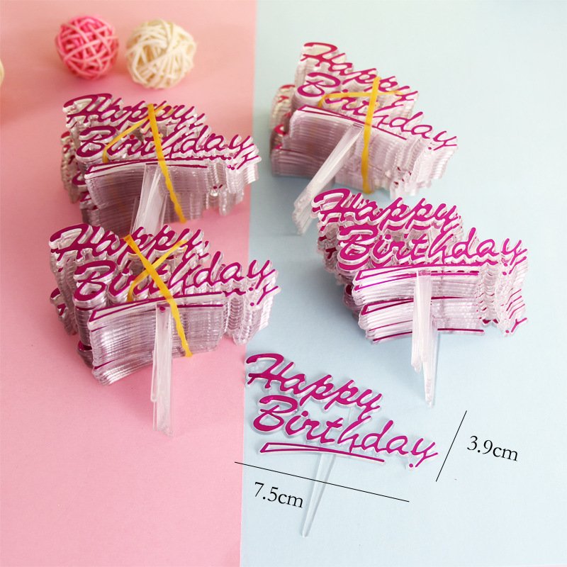 100pcs Happy Birthday Cake Toppers Color Plastic Happy Birthday English Letters Cake Decoration Supplies Baking Decor Wholesale