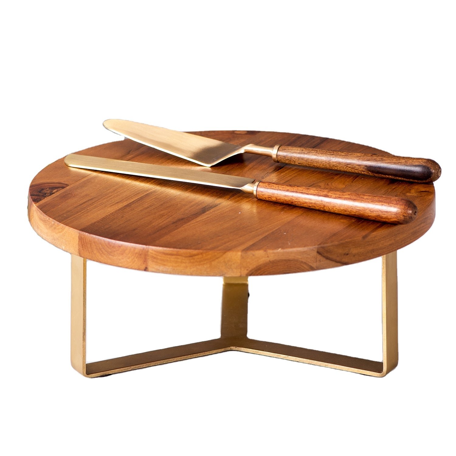 Round Wooden Cake Stand With Server Set Is Classy To Serve Your Pretty Baked Goods And Appetizers Or Other Desserts In Style