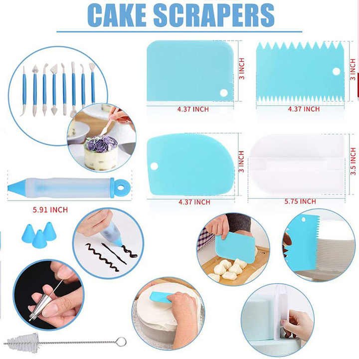 207pcs Plastic & Silicone Cake Decorating Mouth Set Turntable Sugar Turning Tool Color Measuring Spoon Baking Set