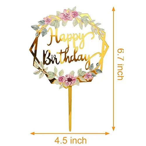 Happy Birthday Cake Topper Glitter Paper Cupcake Dessert Decor Supplies
