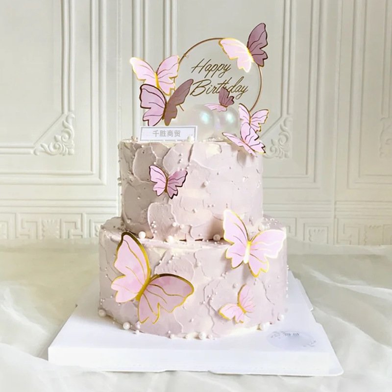 Paper Butterfly Birthday Cake Topper Mother's Day bouquet butterfly Cake Decorations Wedding Party Cupcake Toppers