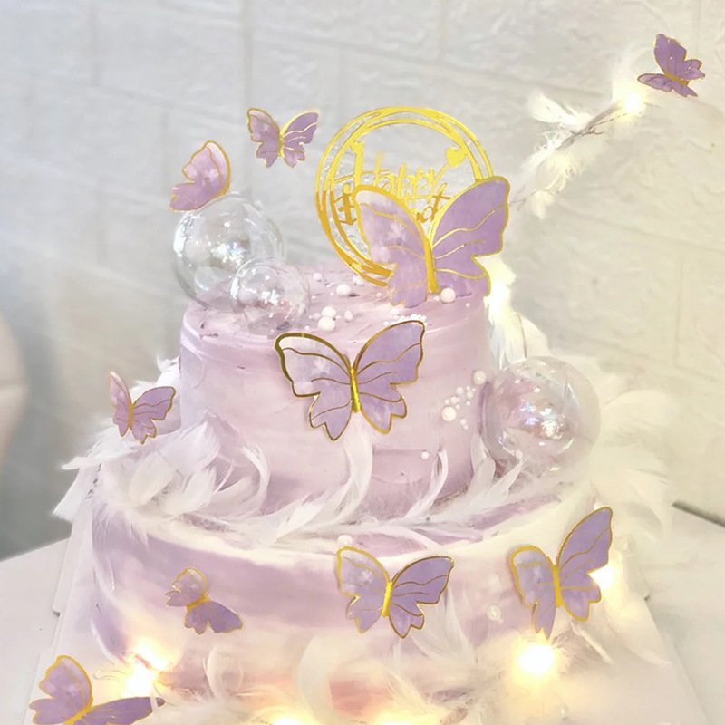 Paper Butterfly Birthday Cake Topper Mother's Day bouquet butterfly Cake Decorations Wedding Party Cupcake Toppers