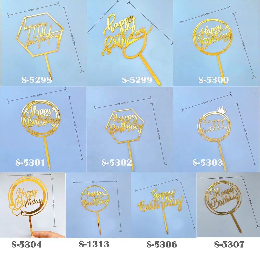 Happy Birthday Acrylic Crown Cake Decoration Topper Toppers for Kids Happy Birthday Party Cake Decor Supplies