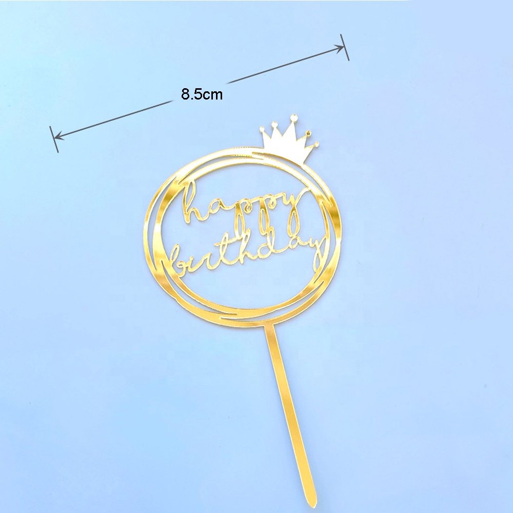 Happy Birthday Acrylic Crown Cake Decoration Topper Toppers for Kids Happy Birthday Party Cake Decor Supplies