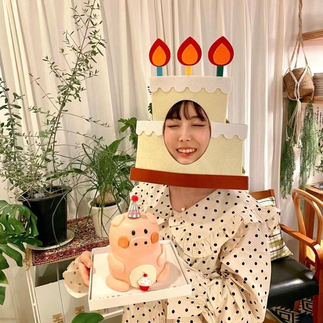 Wholesale Ins Style Creative Cake Hat Funny Party Decoration Props Birthday Party Mask Head Cover Kids Birthday Party Decor