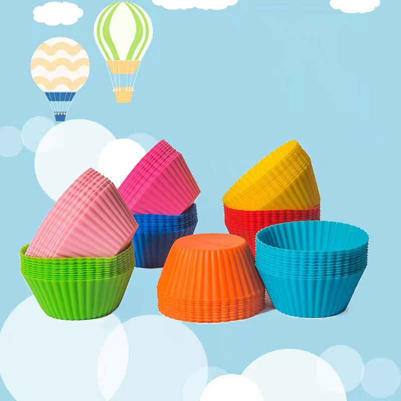 Set of Silicone round Shaped Muffin Cupcake Baking Molds Home Kitchen Cooking Supplies Cake Decorating Soap Making Packed Bag