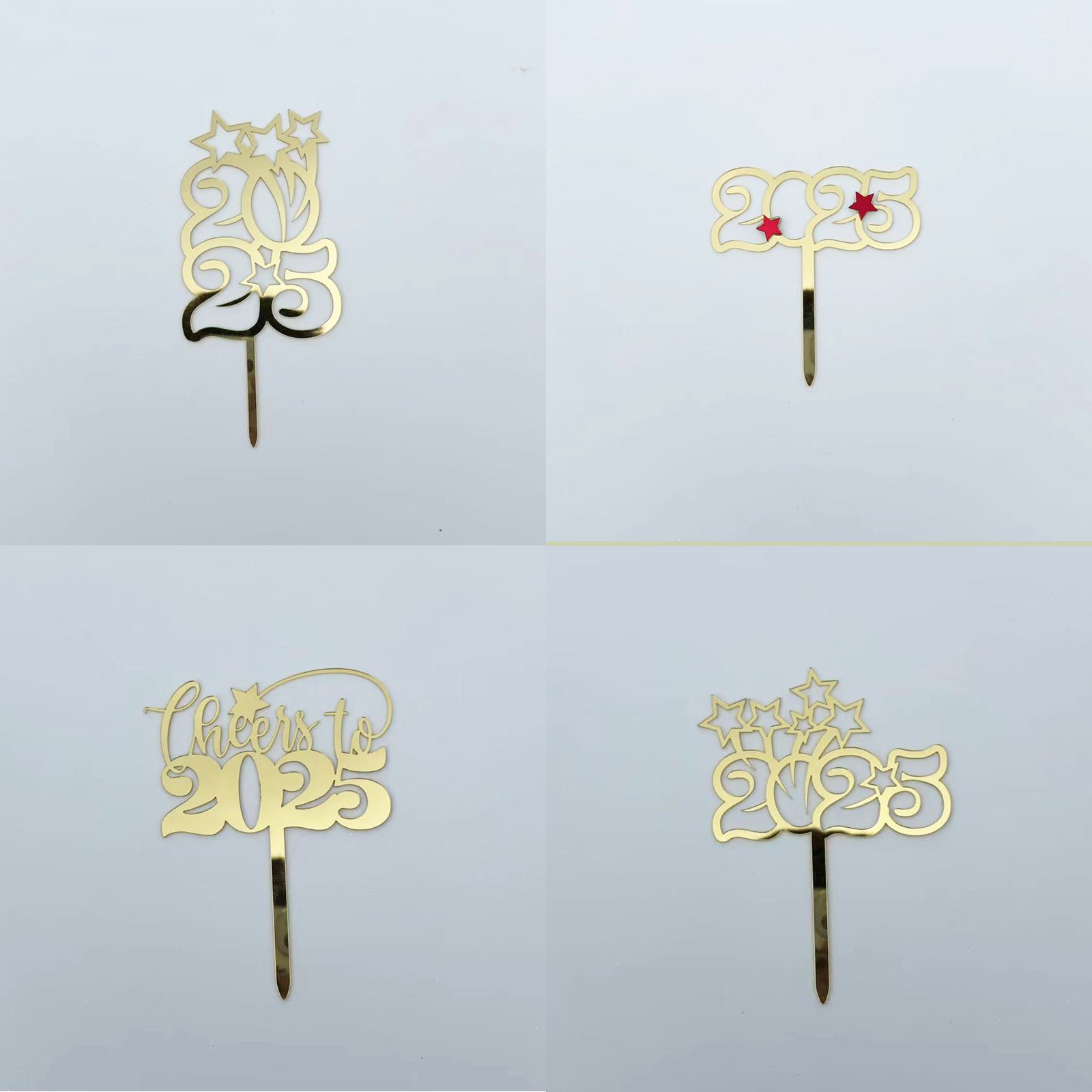 New Style Christmas Cake Decoration Happy New Year Acrylic Cake Topper 2025 Cake Decorating Supplies