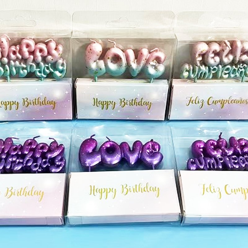 Pink Blue Purple Ins Wind Galaxy Gradient Decorative Candles for Birthday Party Glitter Number 0-9 Father's Day Celebration