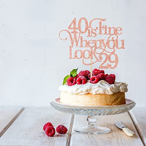 Happy Birthday Party Supplies with Rose Gold Glitter Funny 40th Birthday Cake Topper for 40th Birthday Party Decorations
