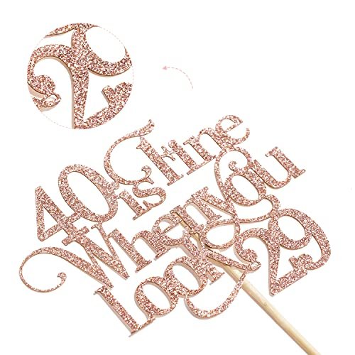 Happy Birthday Party Supplies with Rose Gold Glitter Funny 40th Birthday Cake Topper for 40th Birthday Party Decorations