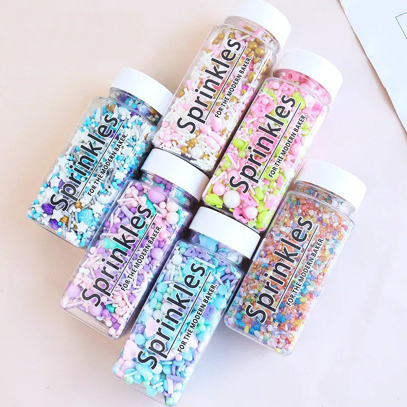 100g/Bottle Pearlescent Colorful Mixed Edible Sugar Beads Cake Sprinkles Sugar Pearls for Candy Dessert Cupcake Decorating