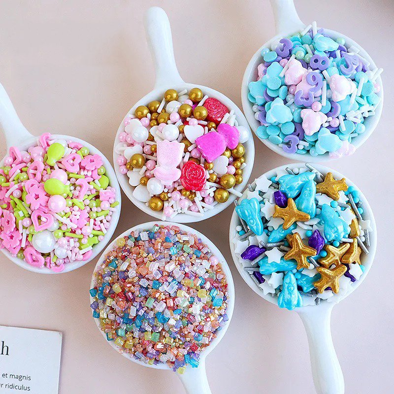 100g/Bottle Pearlescent Colorful Mixed Edible Sugar Beads Cake Sprinkles Sugar Pearls for Candy Dessert Cupcake Decorating