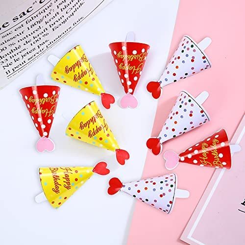 Mini Cake Hats Happy Birthday Cake Toppers Felt Ball Conical Cap Cupcake Topper Birthday Party Baby Shower Dessert Decoration