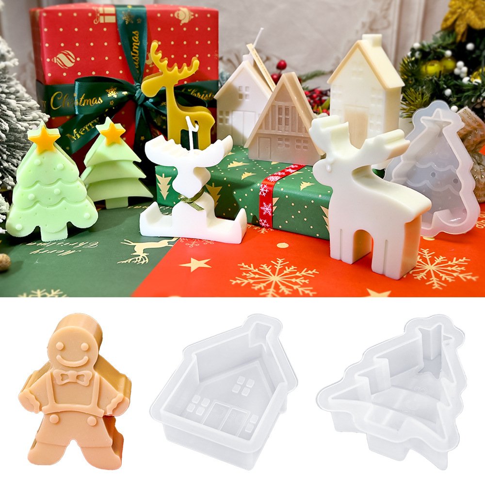 V92 Christmas Decoration Christmas Tree Shape Scented Silicone Candle Mould Fragrance Aromatherapy Soy Wax Candles Mold