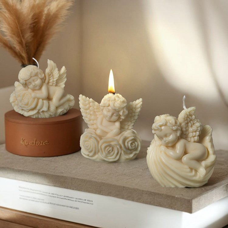 Shell Rose Angel Silicone Candle Molds Home Gypsum Decorations Valentine's Day Gift Casting Mould DIY Aromatherapy Candle Making