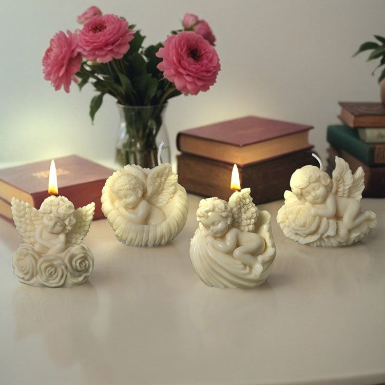 Shell Rose Angel Silicone Candle Molds Home Gypsum Decorations Valentine's Day Gift Casting Mould DIY Aromatherapy Candle Making