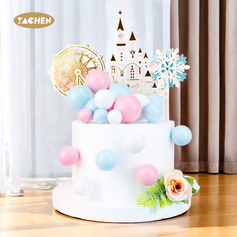 Yachen cake decoration supplies 10pcs/bag 2 3 4 cm golden silver foam ball cake topper cupcake cake insert topper