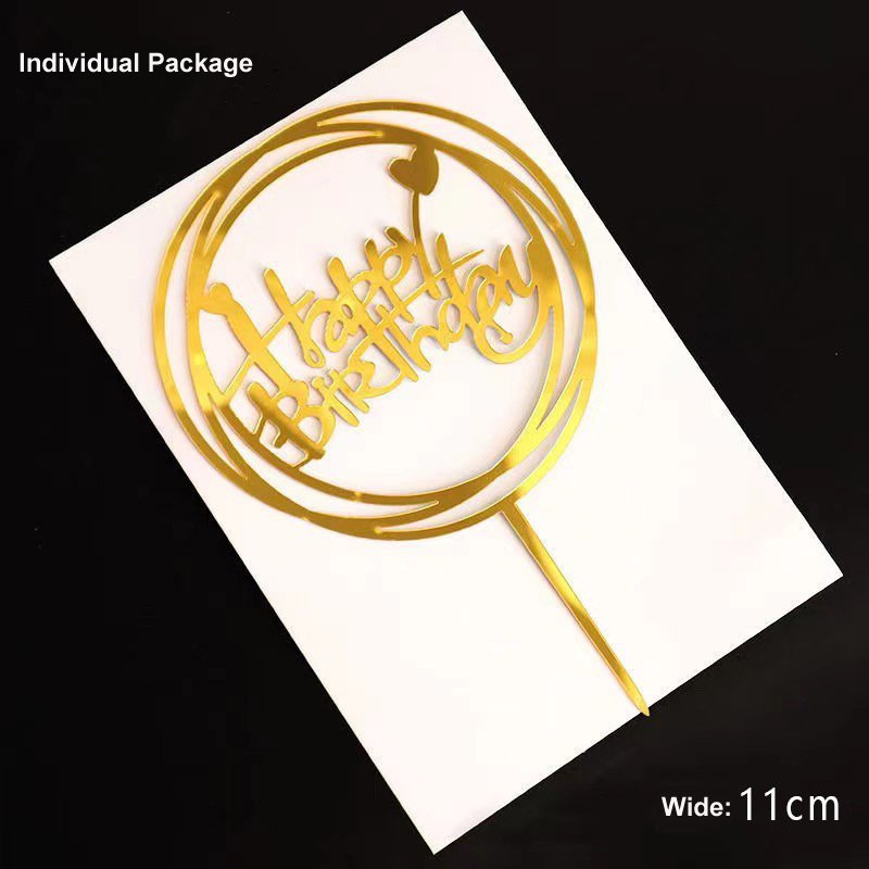 High Quality Gold Cake Topper Decoration with Factory Price for Happy Birthday Cake Decorating Supplies Acrylic Cake Topper