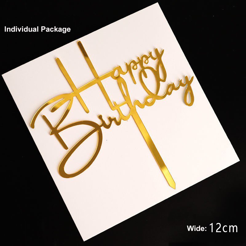 High Quality Gold Cake Topper Decoration with Factory Price for Happy Birthday Cake Decorating Supplies Acrylic Cake Topper