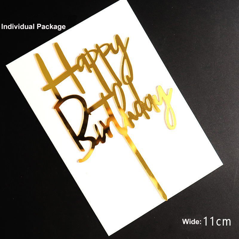 High Quality Gold Cake Topper Decoration with Factory Price for Happy Birthday Cake Decorating Supplies Acrylic Cake Topper