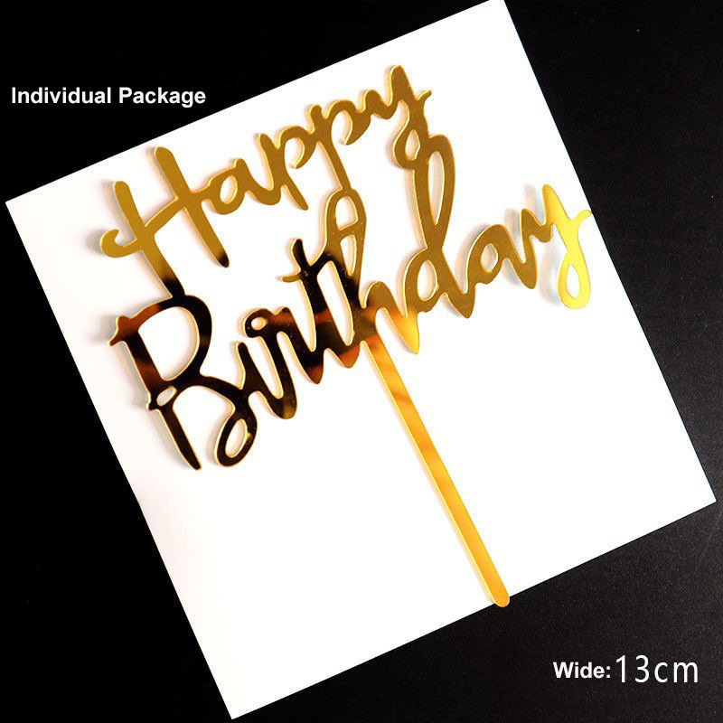 High Quality Gold Cake Topper Decoration with Factory Price for Happy Birthday Cake Decorating Supplies Acrylic Cake Topper