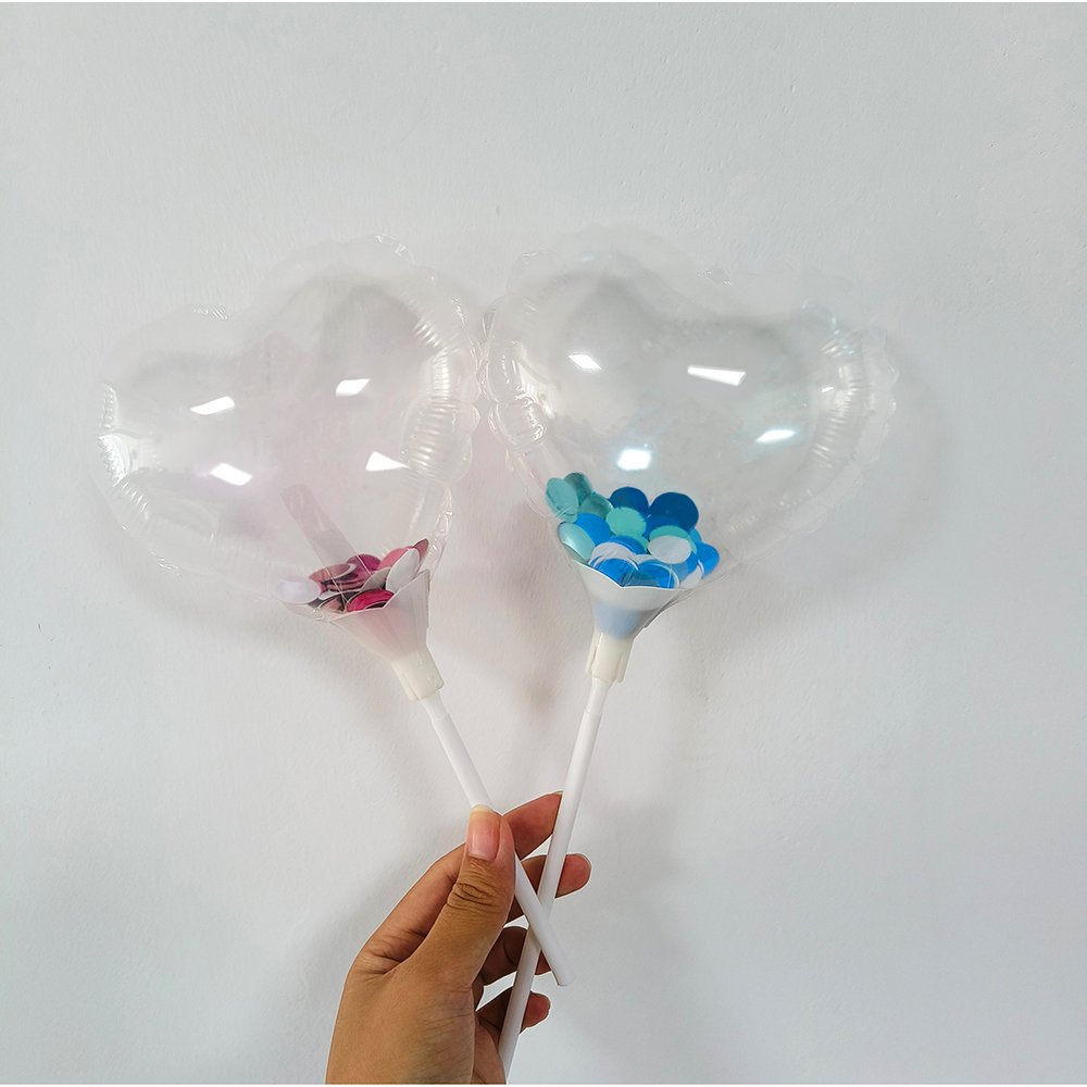 Factory wholesale mini size 5inch cake topper foil balloons hand holder stick mylar balloons for birthday party decoration