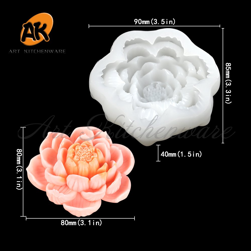 AK Custom Lotus Flower Candle Silicone Molds for 3d Handmade Soap Fondant Resin Candles Mold Ice Mould Cake Decorating Supplies