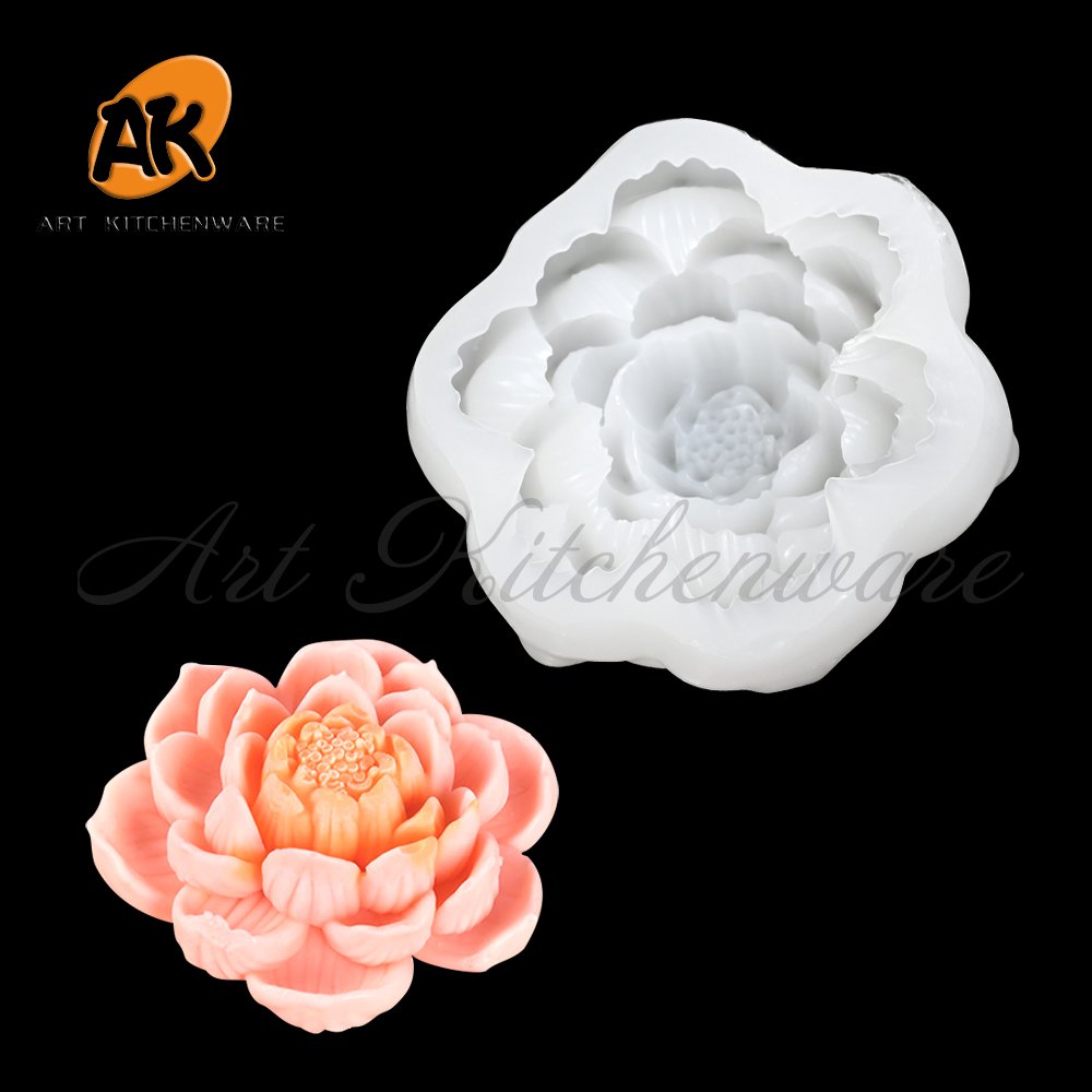 AK Custom Lotus Flower Candle Silicone Molds for 3d Handmade Soap Fondant Resin Candles Mold Ice Mould Cake Decorating Supplies