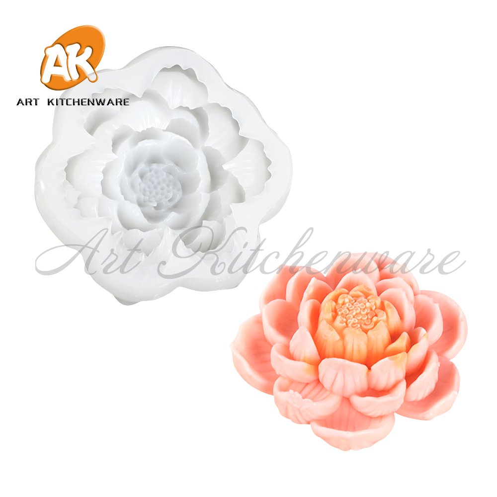 AK Custom Lotus Flower Candle Silicone Molds for 3d Handmade Soap Fondant Resin Candles Mold Ice Mould Cake Decorating Supplies
