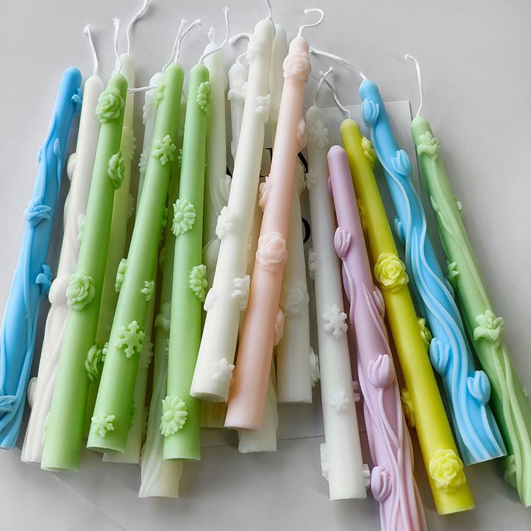 YS Long Spiral Flower Cylindrical Silicone Candle Molds Home Decorations Casting Mould DIY Long Rod Aromatherapy Candle Making