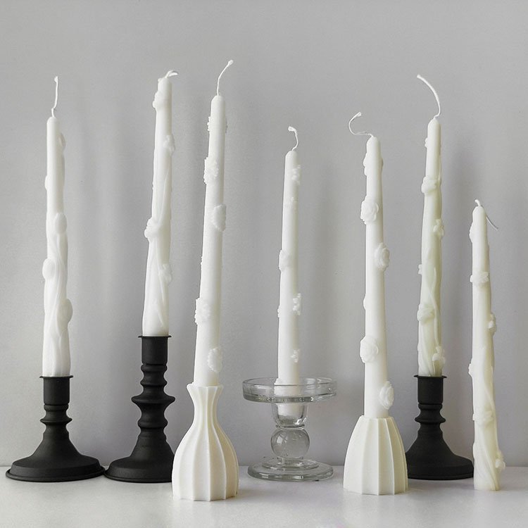 YS Long Spiral Flower Cylindrical Silicone Candle Molds Home Decorations Casting Mould DIY Long Rod Aromatherapy Candle Making