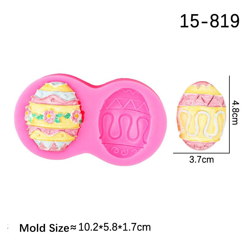 Cartoon Rabbit Carrot Easter Egg Flower Shape Silicone Molds Fondant Small Rabbit DIY Polymer Clay Decoration Pink and Grey Tool