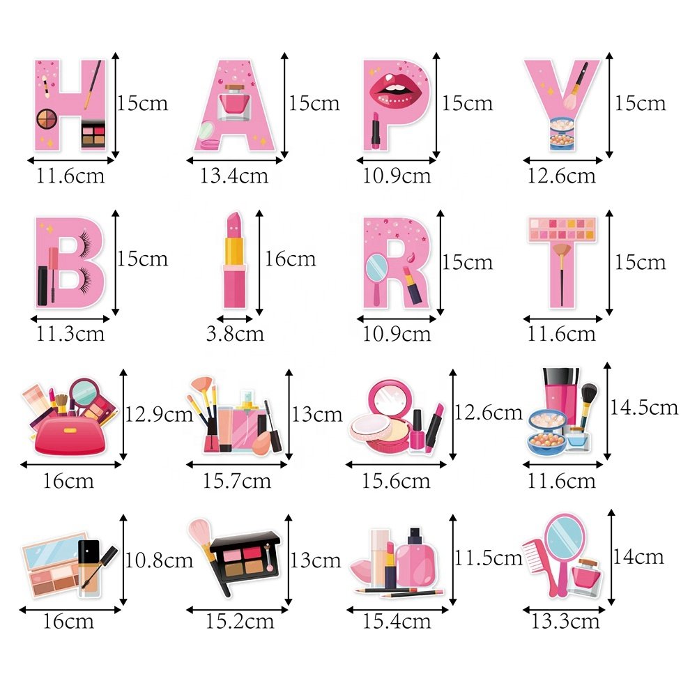 Makeup Spa Birthday Party Decorations Party Banner Cupcake Toppers for Girls Birthday Bridal Shower Cosmetics Party Supplies