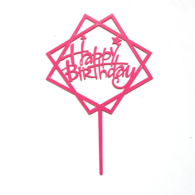 Square Round Square Star Heart Acrylic Happy Birthday happybrithday Card Cake Decoration Insert